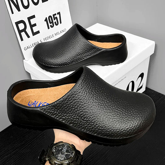 Men Chef Shoes Summer Non-slip Beach Slippers Water-proof Oil-Proof Kitchen Garden Clogs Hotel Work Shoe EVA Sandals All Seasons