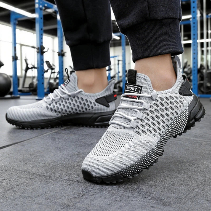 Men's Running Shoes Knitted Mesh Breathable Fashionable Casual Sneakers High-quality Anti Slip Fitness Tenis Masculino Sneakers