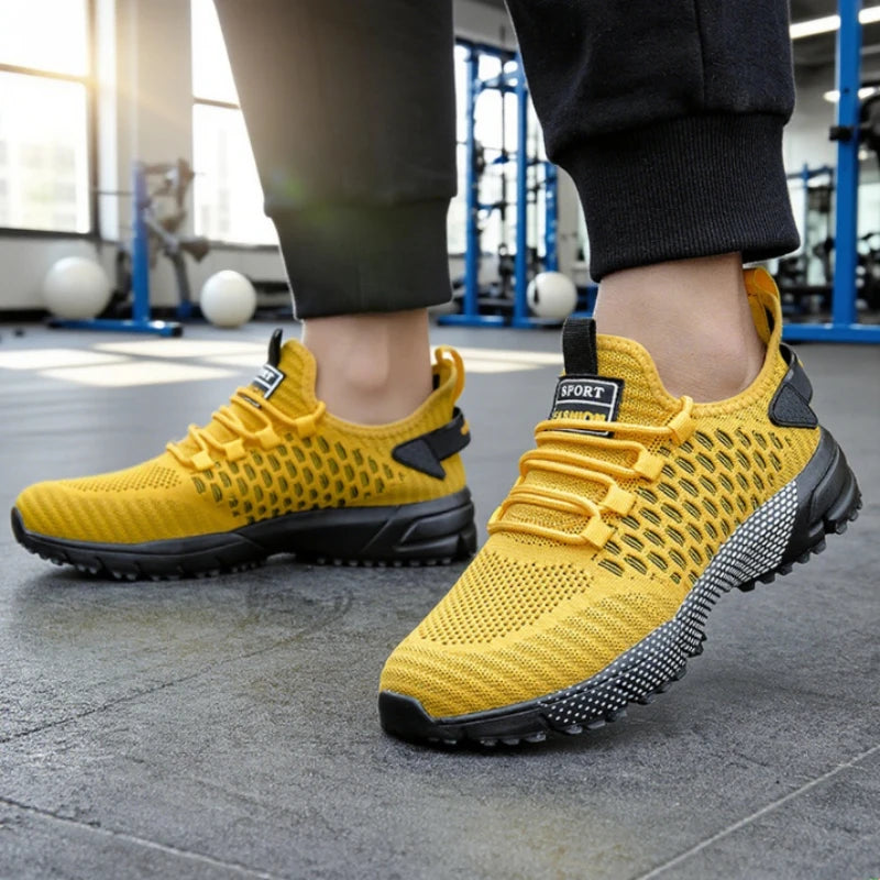 Men's Running Shoes Knitted Mesh Breathable Fashionable Casual Sneakers High-quality Anti Slip Fitness Tenis Masculino Sneakers