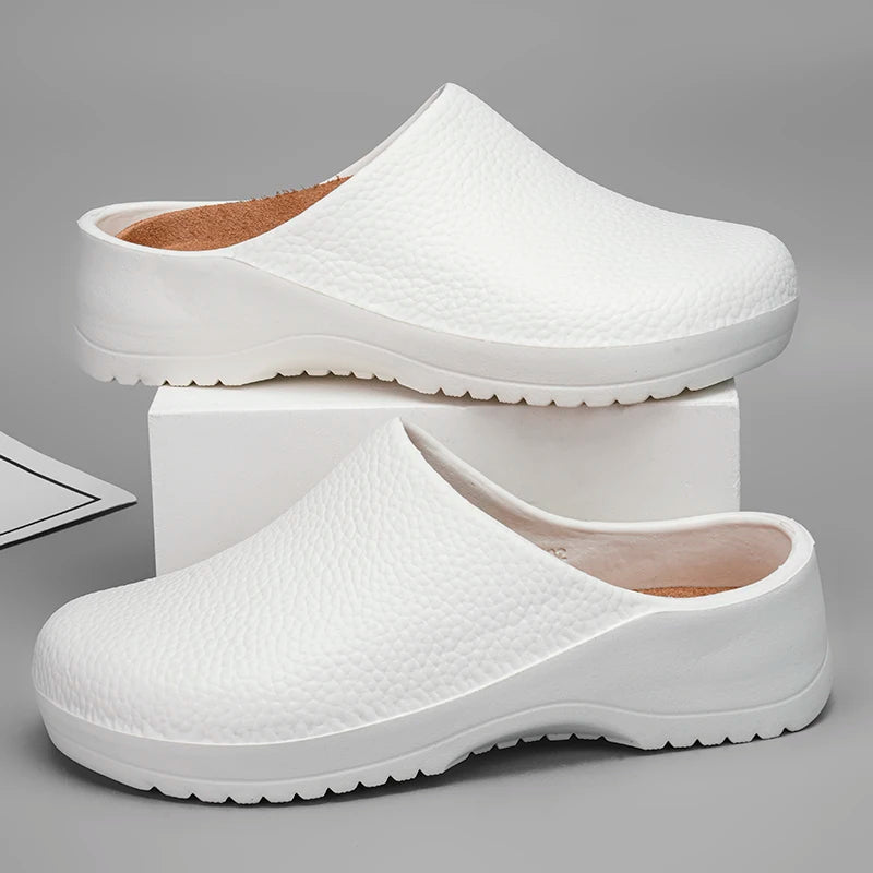 Men Chef Shoes Summer Non-slip Beach Slippers Water-proof Oil-Proof Kitchen Garden Clogs Hotel Work Shoe EVA Sandals All Seasons