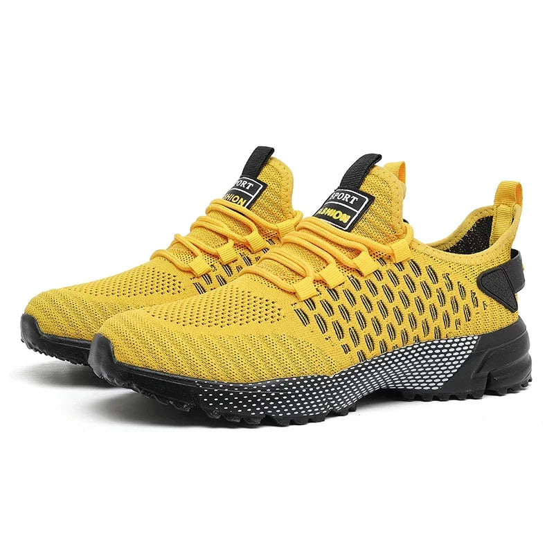 Men's Running Shoes Knitted Mesh Breathable Fashionable Casual Sneakers High-quality Anti Slip Fitness Tenis Masculino Sneakers