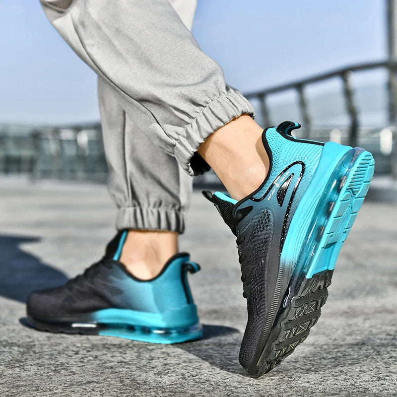 New Model Men's Air Cushioned  Casual  Breathable Fashionable Running  Shock Absorption Anti Slip Lightweight Rebound Sneakers