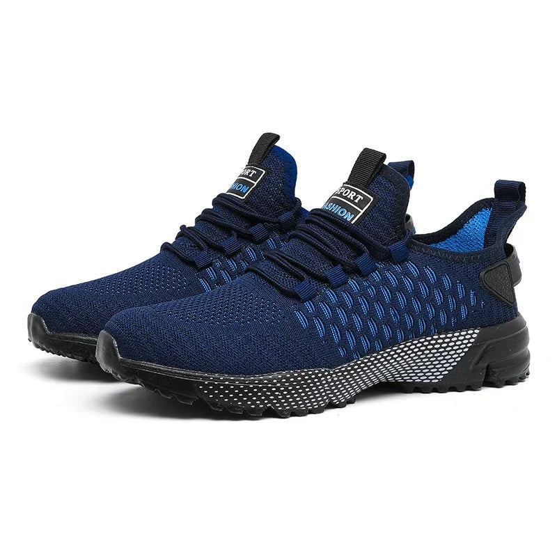 Men's Running Shoes Knitted Mesh Breathable Fashionable Casual Sneakers High-quality Anti Slip Fitness Tenis Masculino Sneakers