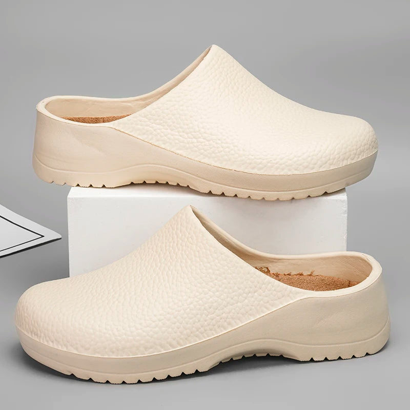 Men Chef Shoes Summer Non-slip Beach Slippers Water-proof Oil-Proof Kitchen Garden Clogs Hotel Work Shoe EVA Sandals All Seasons