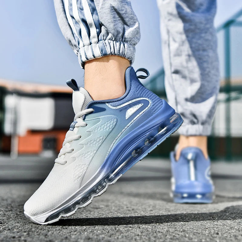 New Model Men's Air Cushioned  Casual  Breathable Fashionable Running  Shock Absorption Anti Slip Lightweight Rebound Sneakers