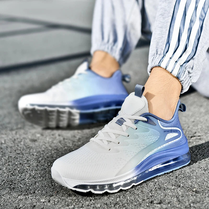 New Model Men's Air Cushioned  Casual  Breathable Fashionable Running  Shock Absorption Anti Slip Lightweight Rebound Sneakers