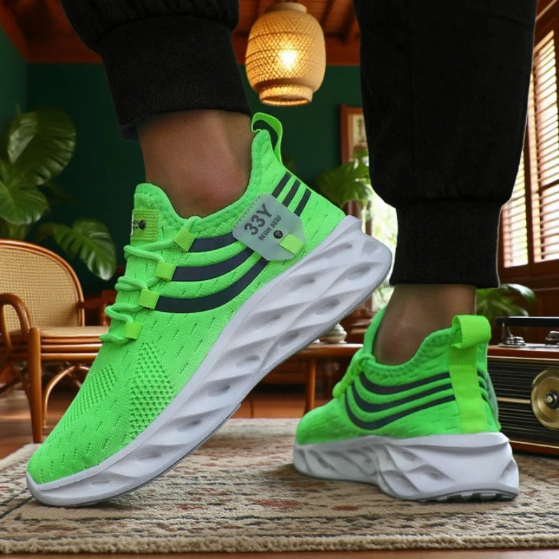 Trending Men's Running Shoe New Large Size Women Design Breathable Height Increasing Sneakers Soft Soled Cushioned Mesh Sneakers