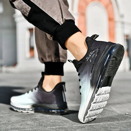 New Model Men's Air Cushioned  Casual  Breathable Fashionable Running  Shock Absorption Anti Slip Lightweight Rebound Sneakers