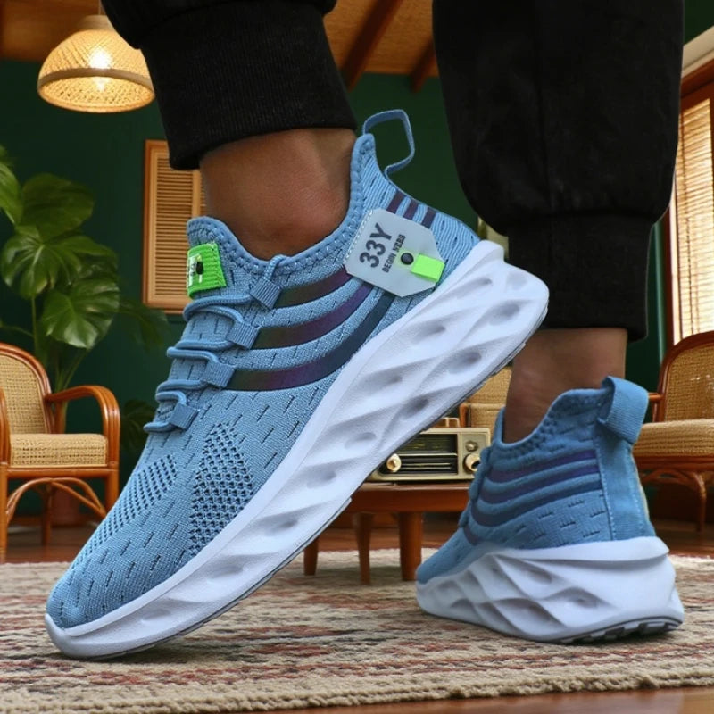 Trending Men's Running Shoe New Large Size Women Design Breathable Height Increasing Sneakers Soft Soled Cushioned Mesh Sneakers