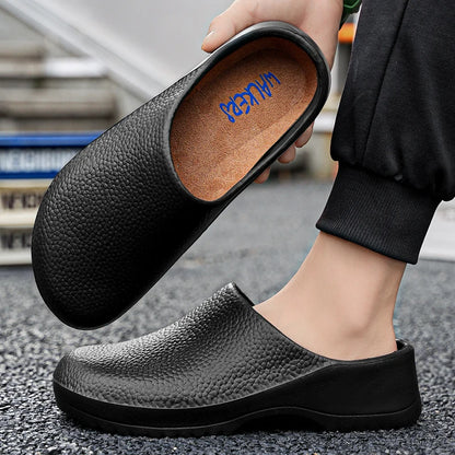 Men Chef Shoes Summer Non-slip Beach Slippers Water-proof Oil-Proof Kitchen Garden Clogs Hotel Work Shoe EVA Sandals All Seasons