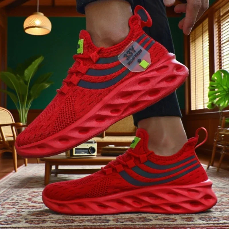 Trending Men's Running Shoe New Large Size Women Design Breathable Height Increasing Sneakers Soft Soled Cushioned Mesh Sneakers